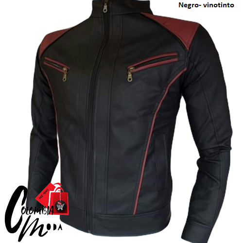 Chaqueta en cuero motero  textil caballero T7